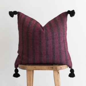 Housse De Coussin Noir Et Bordeaux Rayer