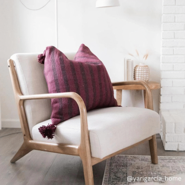 Housse De Coussin Noir Et Bordeaux Rayer – Image 2