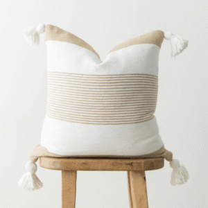 Housse De Coussin  Beige Et Blanc