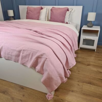 Couverture Pompom Flamant Rose Clair