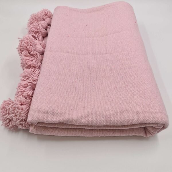 Couverture Pompom Flamant Rose Clair – Image 3