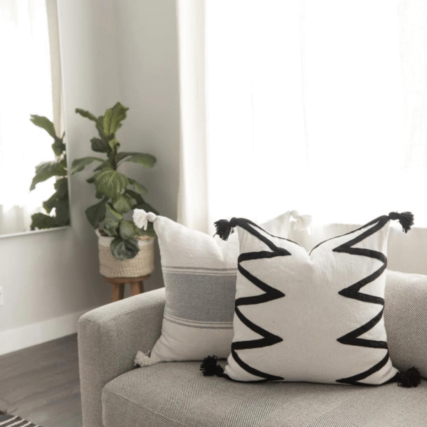 Housse De Coussin Noir Et Blanc Boho – Image 3