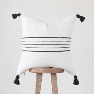 Housse De Coussin Blanc Et Noir Rayer