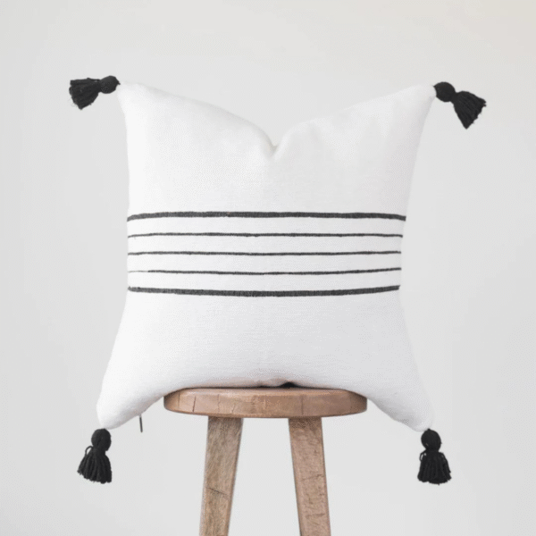 Housse De Coussin Blanc Et Noir Rayer