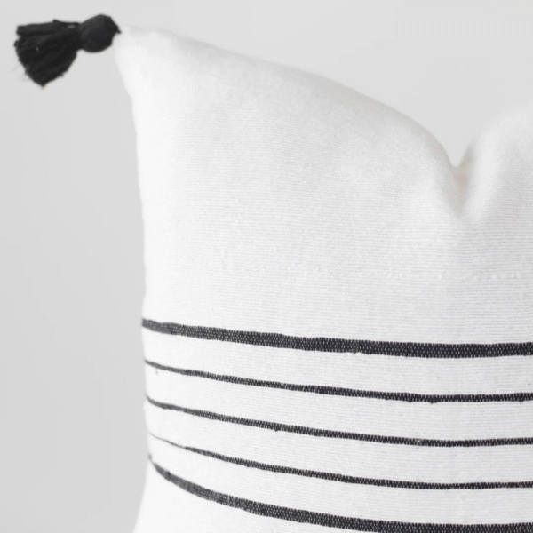 Housse De Coussin Blanc Et Noir Rayer – Image 3