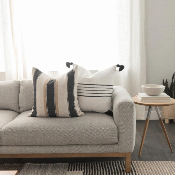 Housse De Coussin Blanc Et Noir Rayer – Image 2