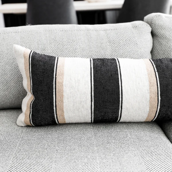 Housse De Coussin Blanc Et Noir Rayer – Image 2