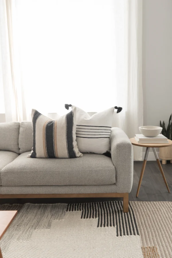 Housse De Coussin Blanc Et Noir Rayer – Image 5
