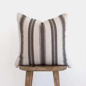 Housse De Coussin Gris Et Blanc Brodé