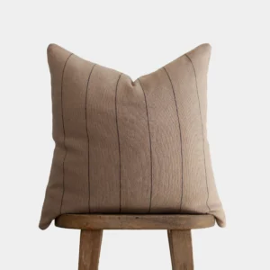 Housse De Coussin Beige Avec Lignes Marron