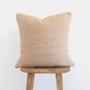 Housse De Coussin Artisanale Beige Brodé